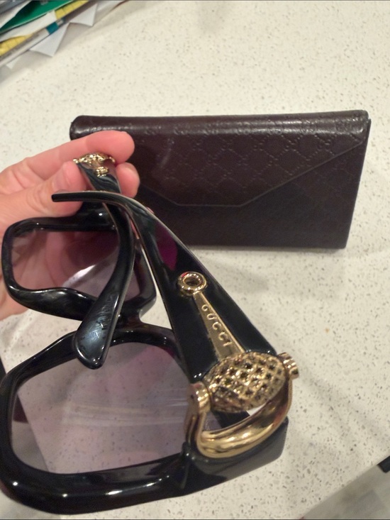 Gucci Black Oversized Square Sunglasses with Gradient Gray Lenses